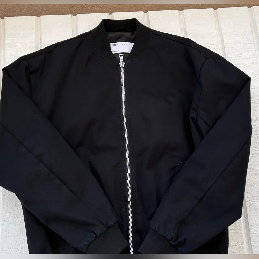 ASOS Brand‎ Unisex Bomber Jacket Black Lined Size XS
